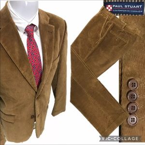 Rare Paul Stuart 40R Corduroy Suit 31x31 Pants Blazer Brown